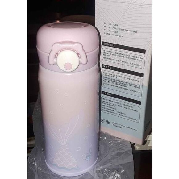 New Heavy Duty Double Insulated 12oz Pink Mermaid Thermos 12 Hours Hot & Cold - Picture 5 of 6